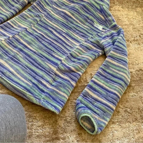 The North Face Osolita Zip Up Fleece Jacket Sweater Grapemist Blue Wavy Stripe:L - Picture 7 of 13